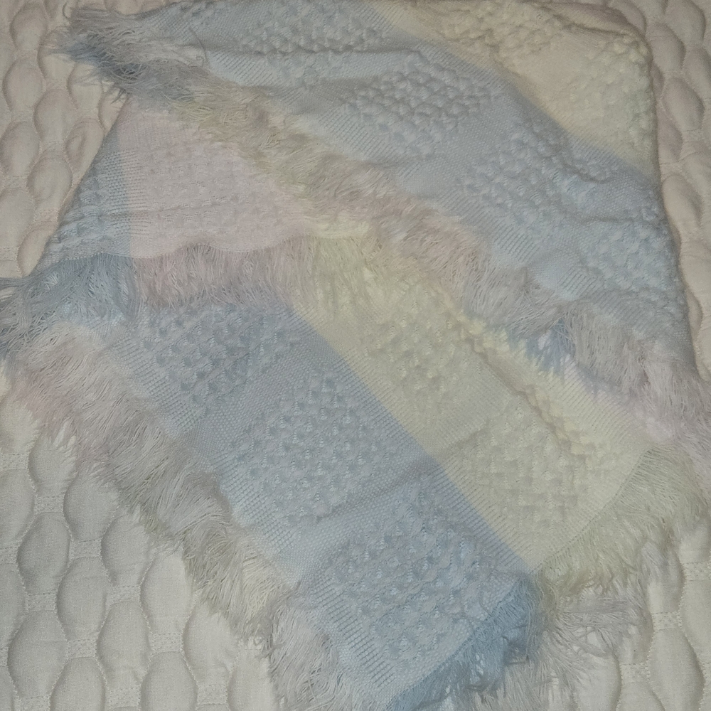 Up Scale Vintage 100% Acrylic Pastel Patchwork Baby Blanket Collectable